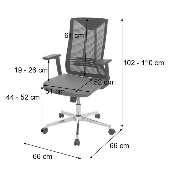 Ergonomisk kontorstol med drejefunktion og armlæn i blågrå meshstof 04_0001884 Blå