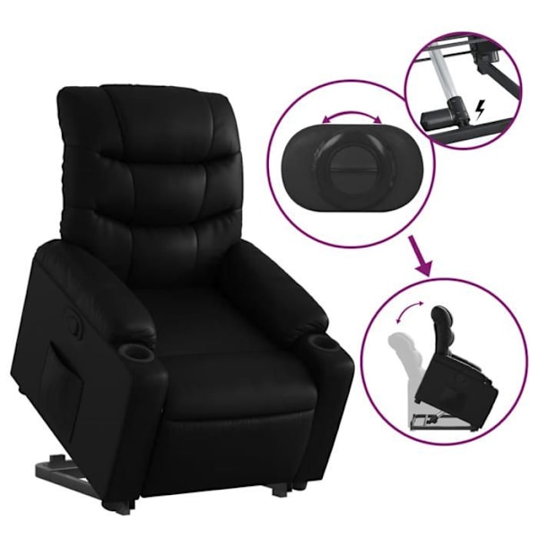 TV relax stol, komfortabel polstring, elektrisk løftfunktion i sort PVC DEC028071 Svart