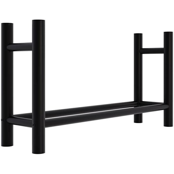 Range bûches støtte til pejsebrænde til indendørs runde ben 100x60 cm i sort metal 10_0003568 kastanj