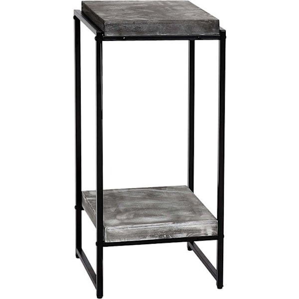 Plantebord med hylder til blomster, metallisk sidebord i mørkegrå MDF 82