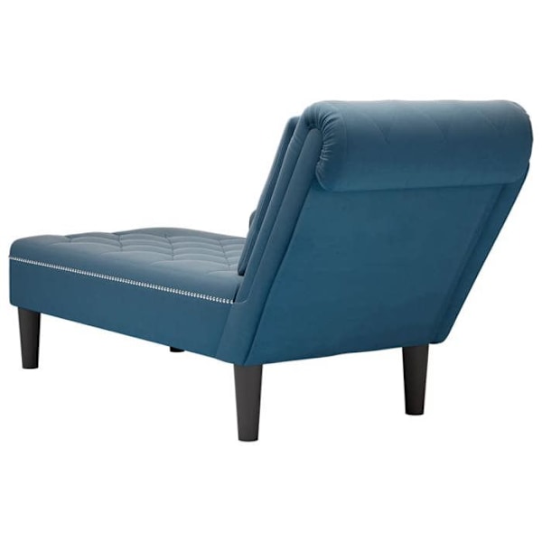 Meridienne chaise longue til indendørs brug med pude og højre armlæn i blå velour med dekorativ knap DEC026252 Blå