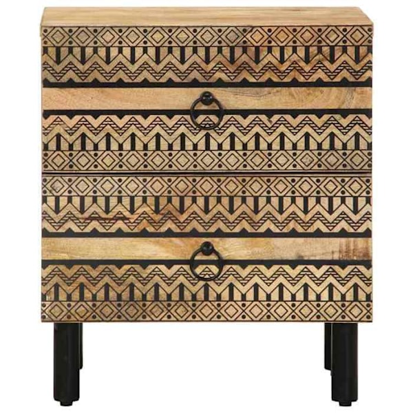 Sæt med 2 natborde med skuffer 40 x 33,5 x 46 cm massiv mangotræ og jern DEC035616 kastanj