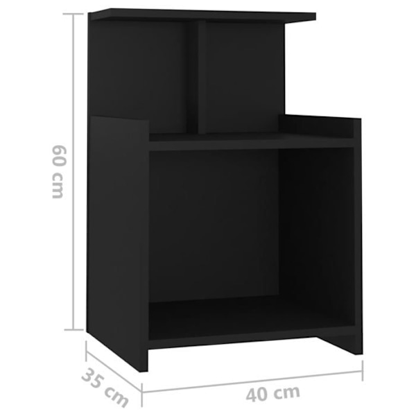 2 kpl yöpöytiä hyllyllä 40 x 35 x 60 cm musta lastulevy DEC035557 Svart