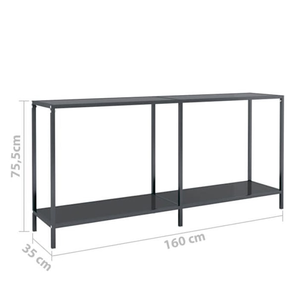 Praktisk konsolbord til en organiseret entree 160 x 35 x 75,5 cm hærdet glas og sort stål DEC032121 Svart