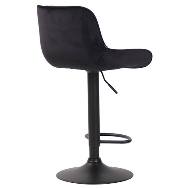 Sæt af 2 moderne, komfortable barstole, justerbare i sort velours med sort metal trompetfod