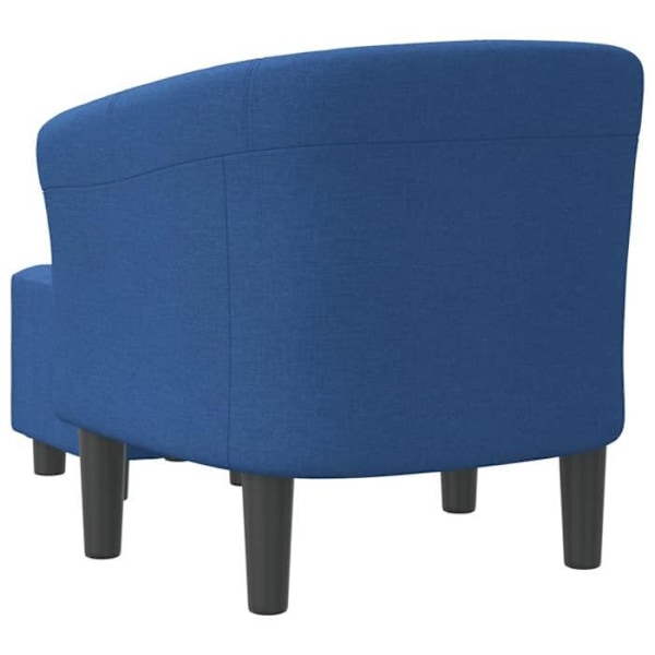 Lounge stol med komfortabel siddeplads i moderne design med fodskammel i blåt stof DEC026419 Blå