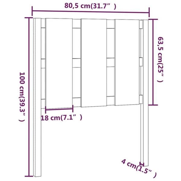 Sänggavelsaccessoar för sovrumsmöbel 80,5 x 4 x 100 svart tallträ