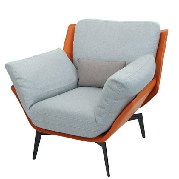 Fauteuil lange chaise de cocktail polstret afslapning i PVC terracotta og gråt stof metal sort 04_0006839 Grå