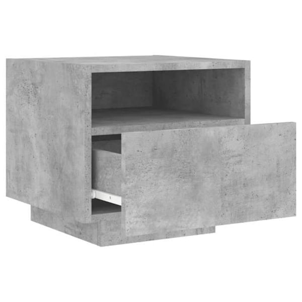 Yöpöytä LED-valoilla ja laatikolla 40 x 39 x 37 cm harmaata insinööripuumateriaalia DEC033190 kastanj