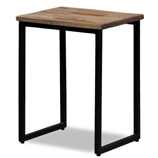 Set av tre stapelbara soffbord i massiv återvunnen teak och stål DEC031254 kastanj