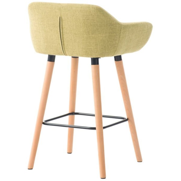 Bar lounge stool x1 design skandinavisk med sæde i lys grøn stof, ben i træ, fodstøtte i metal 10_0004927 kastanj