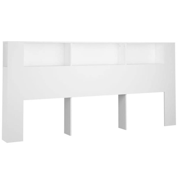 Hovedgavl med opbevaring, tilbehør til seng, natbord, hylde 220 x 18,5 x 104,5 MDF hvid