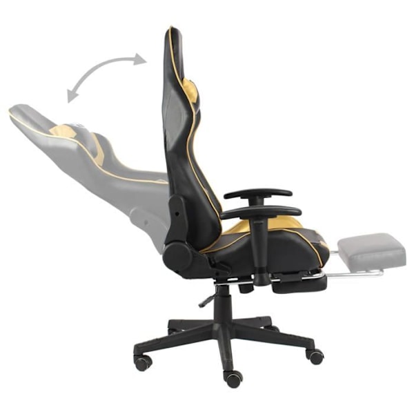 Kontorstol gaming med drejefunktion og fodskammel i guld og sort PVC DEC026024 Svart