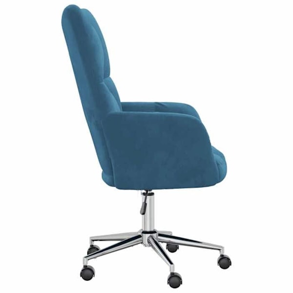 Loungefåtölj kontorssoffa på hjul modern design i blått sammet DEC026645 Blå