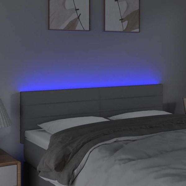 Sengegavl tilbehør til soveværelse møbel med LED 144 x 5 x 78/88 lys grå stof