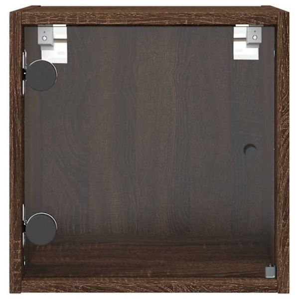 Væghængt natbord med glasdør 35 x 37 x 35 cm ingenieurtræ brun DEC033269 kastanj