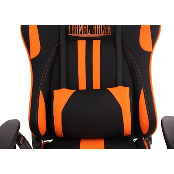 Gaming kontorstol i sportsligt design med massagestøtte og varmerefunktion, polstret i sort / orange stof 10_0002536 Svart