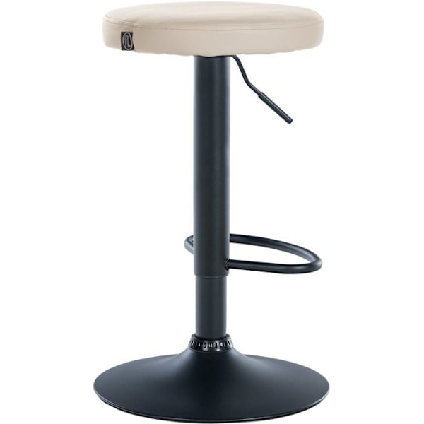 Barstole - Design - Sæt af 2 - Syntetisk creme - Sort metalramme - Højdejusterbar Grädde