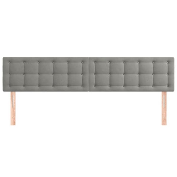 Hovedgærde til seng, soveværelse, polstret møbel, 2 dele, 100 x 5 x 78/88, stof, lys grå velour