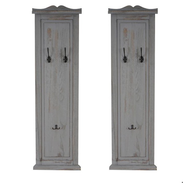 2 kpl seinätelineitä puutapeilla 109x28x4 cm harmaasta vanhasta puusta 04_0007418 kastanj