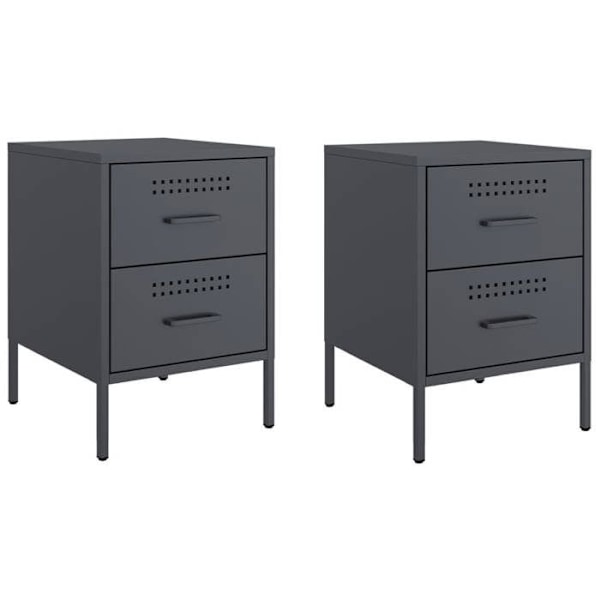 Set med 2 sängbord med lådor 36 x 39 x 50,5 cm anthracite stål DEC034826 Flerfärgad
