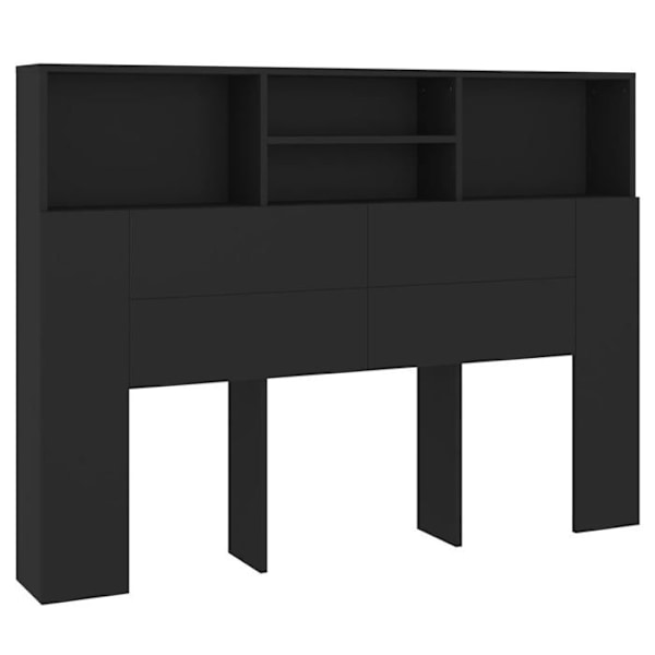Hovedgavl med opbevaring, sengebord, hylde 140 x 19 x 103,5 MDF sort