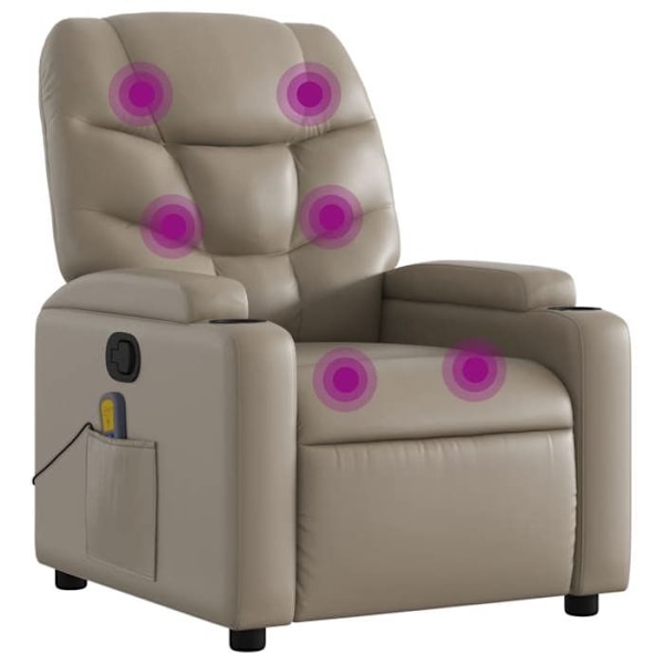 TV afslapningsstol med massagefunktion, justerbar i PVC farve cappuccino DEC026883 Flerfärgad