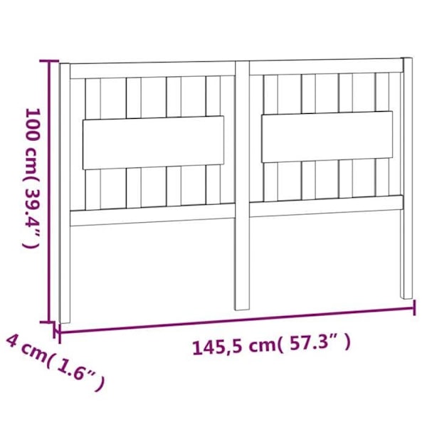 Sengegavl - Klassisk - Hvidt fyrretræ - 145,5x4x100 cm - Tidløst design - Rustik charme Vit
