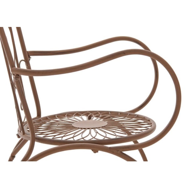 Havemøbel med armlæn til balkon terrasse i rustik design i gammel brunt metal 10_0003030 kastanj