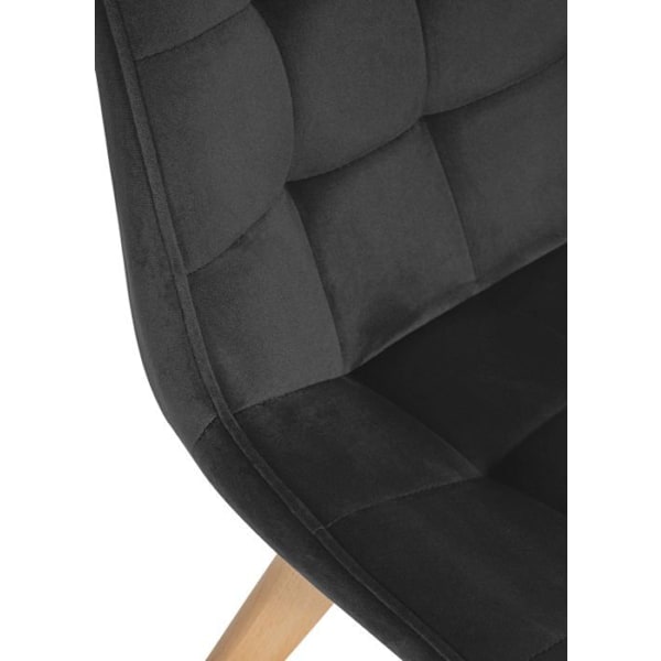 Stole til spisestue x1 skandinavisk design med firkantede syninger i sort velour, ben i lys træ 10_0002190 kastanj