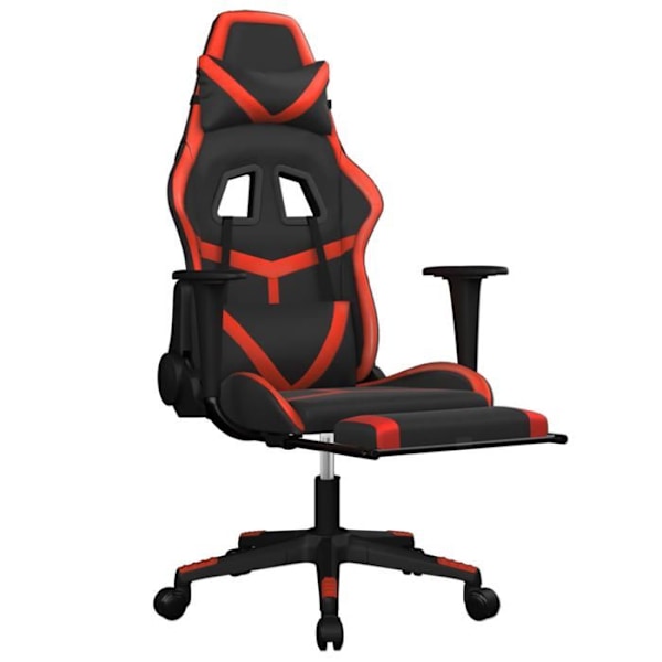 Kontorstol gaming med hjul og fodstøtte i sort og rød PVC DEC025791 Svart