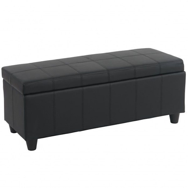 Bænk med opbevaringskiste i sort syntetisk materiale 112 x 45 x 45