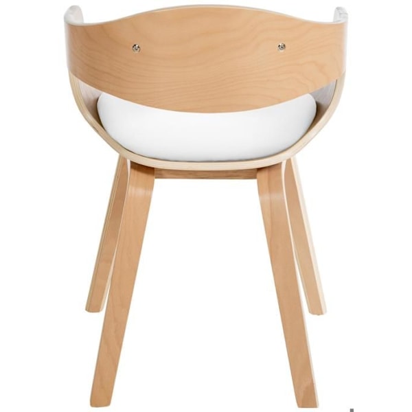 Set av 2 retro design matstolar i vit PVC och ljus trästruktur 10_0001710 Vit