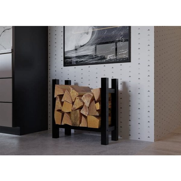 Bänk för ved - Ej specificerat - 60x60 cm - Svart metall - Modern design - Inomhusbruk kastanj