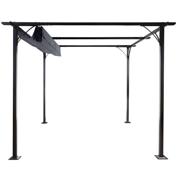 Kestävä 6-hengen puutarhapergola, avattava katto, 3 x 3 m, harmaa