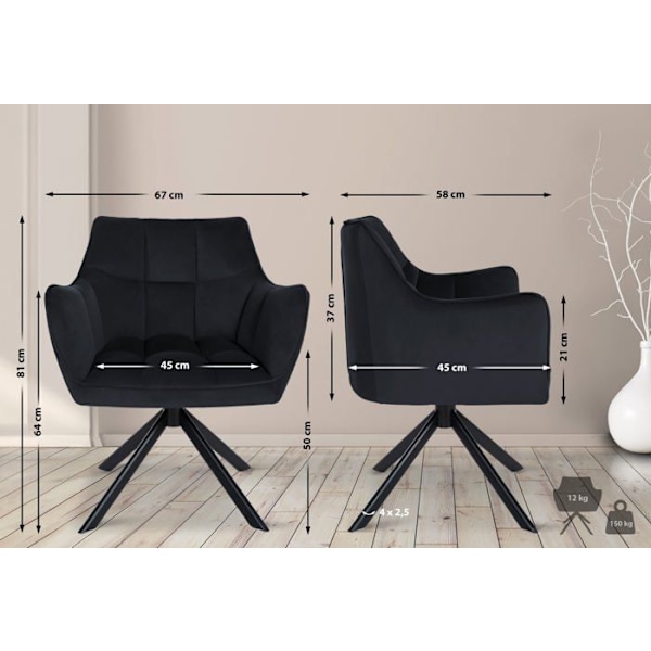 Matstol loung Svart