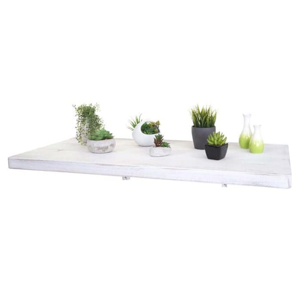 Vægmonteret køkkenbord med foldbar hylde i solidt foldbart træ 120x60cm hvidvasket 04_0005092 Vit