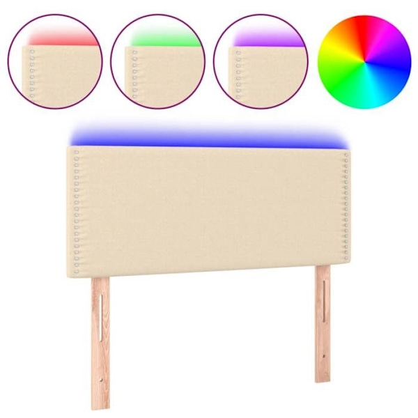 Sengegavl - Creme - 100x5x78/88 cm - LED - Moderne - Design Grädde