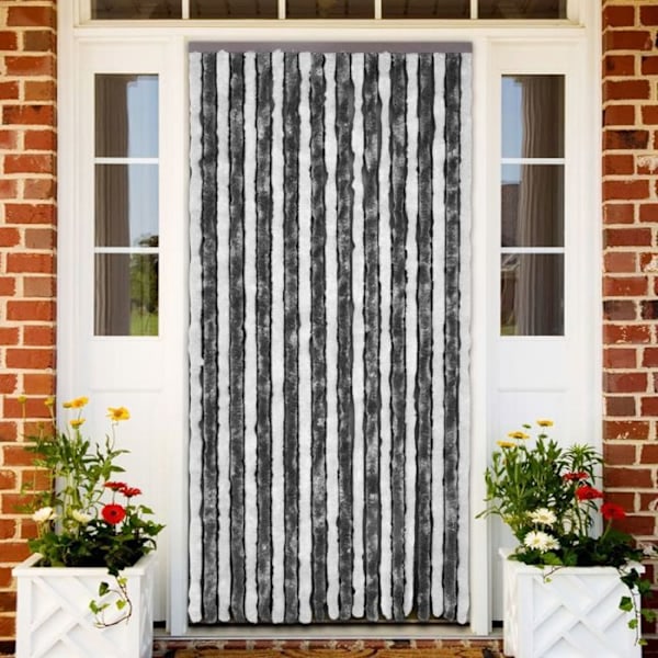Moustiquaire - Chenille - 100 x 220 cm - Auto-gribeløs montering - Grå - Justerbar