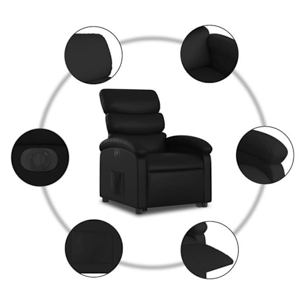 Fauteuil relax TV med elektrisk løftefunktion, meget komfortabel i sort PVC DEC028474 Svart