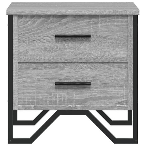 Natbord med to skuffer 40 x 41 x 40 cm grå ingeniørtræ og metal DEC034654 kastanj