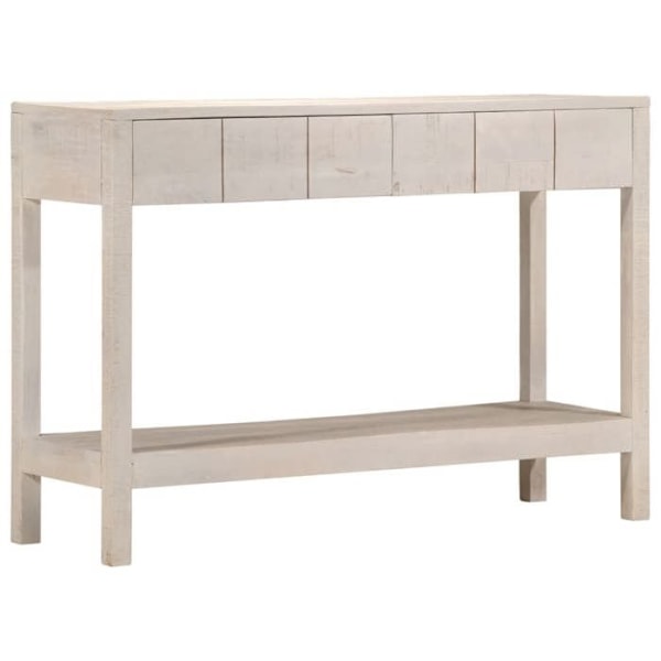 Pöytäkonsole, jossa on 2 laatikkoa ja 1 hylly, mitat 110 x 35 x 75 cm, valkoinen mango-puu, DEC031687 Vit