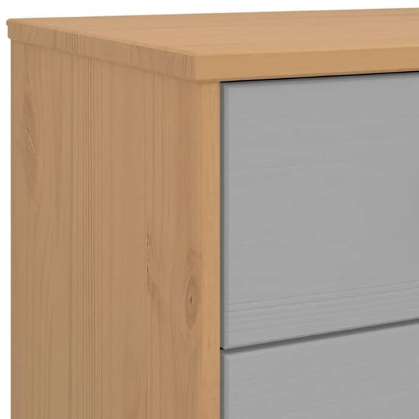 Yötyöpöytä kahdella laatikolla 45 x 39 x 57 cm harmaasta ja ruskeasta männystä DEC034536 kastanj