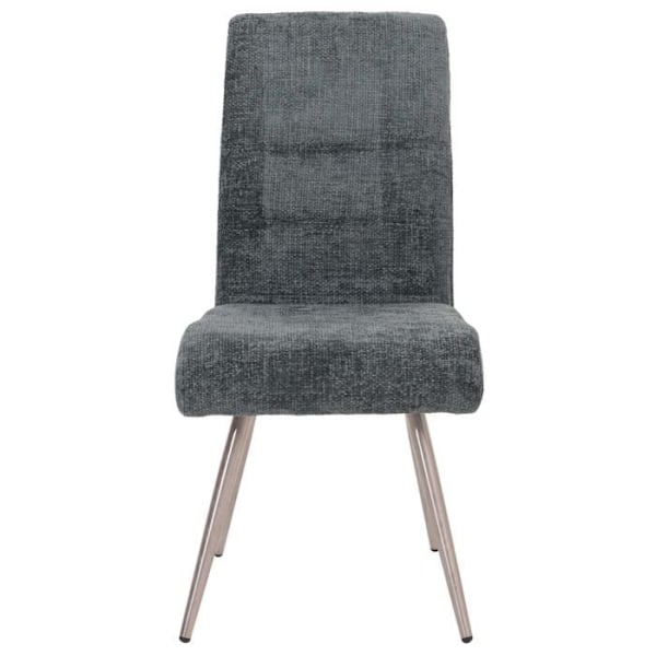Sæt med 2 spisestuestole + 160 cm bænkbord i børstet rustfrit stål, stof af chenille i blågrøn 04_0008277 Blå