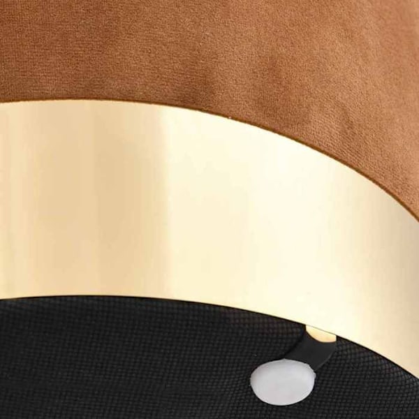Taburett sittpuff i brun sammet med metallisk gyllen bas DEC026363 kastanj
