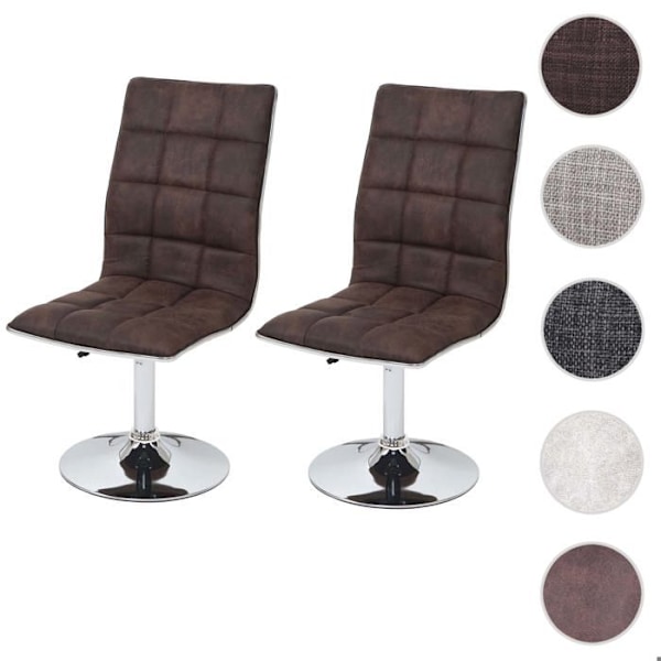 Set med 2 matstolar med justerbar höjd elegant design mörkbrun tyg 04_0000342 Flerfärgad