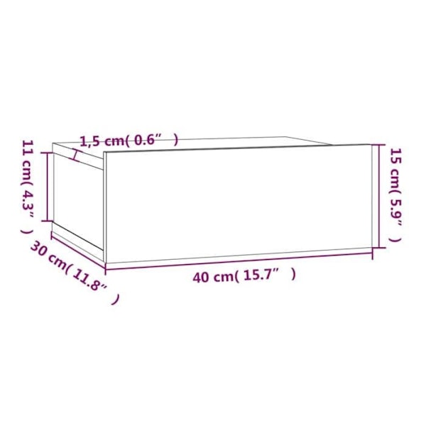 Væghylde med skuffe 40 x 30 x 15 cm i brunt ingeniørtræ DEC033920 kastanj