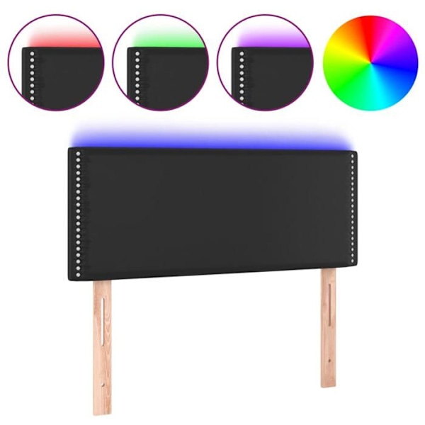 Sänggavel - Ej specificerad - 90x5x78/88 cm - Konstläder svart - LED - Modern design Svart