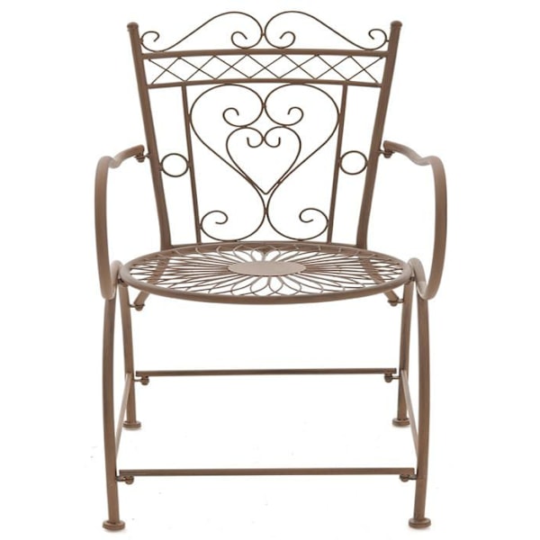 Sæt med 2 havestole med armlæn til balkon terrasse, rustik design i gammelbrunt metal 10_0002867 kastanj