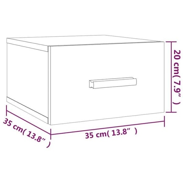 Væghængt natbord med skuffe 35 x 35 x 20 cm i sort ingenieurtræ DEC034311 kastanj